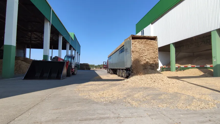 Wood chips handled at industrial scale